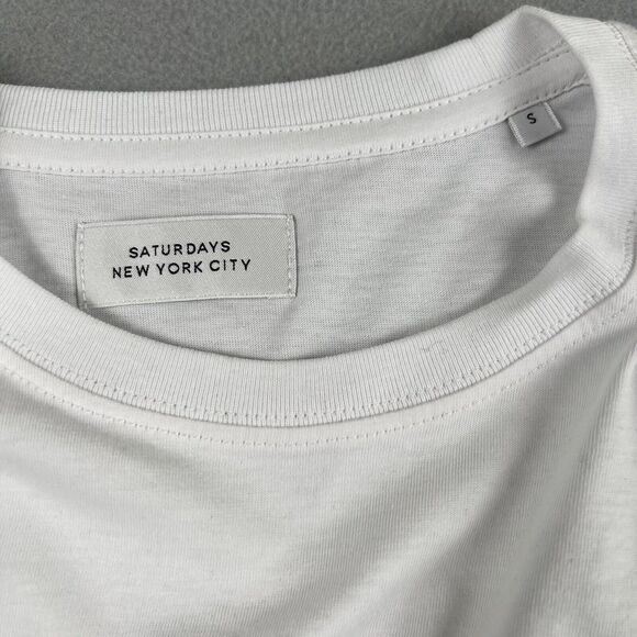 NWT Saturdays NYC White Mosaic Block Short Sleeve Crew Neck Shirt Men’s Size S - Picture 8 of 16